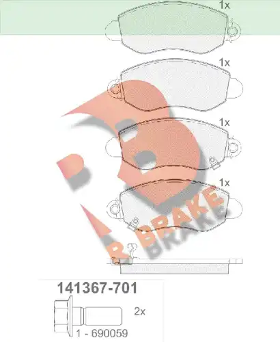 Тормозные колодки дисковые R BRAKE RB1367-701