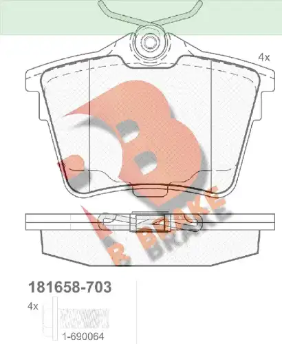 Тормозные колодки дисковые R BRAKE RB1658-703