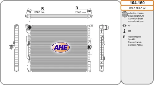 Радиатор системы охлаждения двигателя AHE 104.160