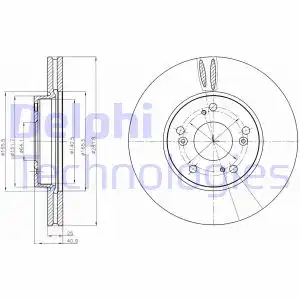 Тормозной диск DELPHI BG4186 вентилируемый , передняя ось