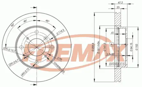 Тормозной диск FREMAX BD-2584 вентилируемый ,
