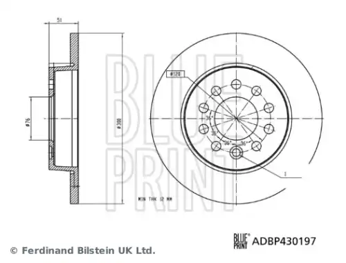 Тормозной диск ADBP430197 BLUE PRINT