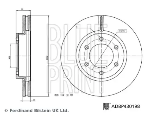 Тормозной диск ADBP430198 BLUE PRINT