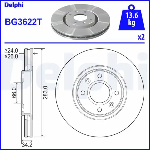 Тормозной диск DELPHI BG3622T