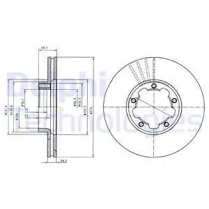Тормозной диск DELPHI BG4173 вентилируемый , передняя ось