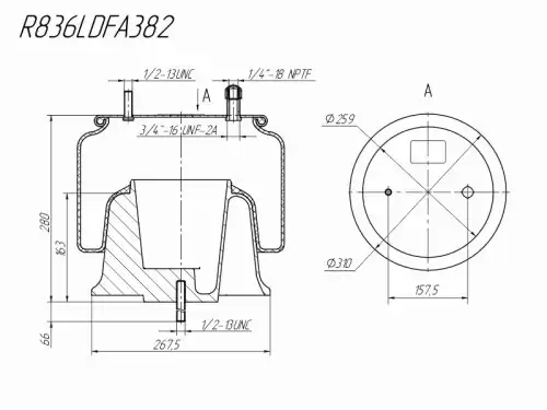 Пневмоподушка ROSTAR R836LDFA382