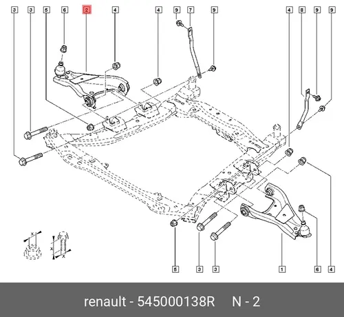 Рычаг подвески RENAULT 545000138R справа