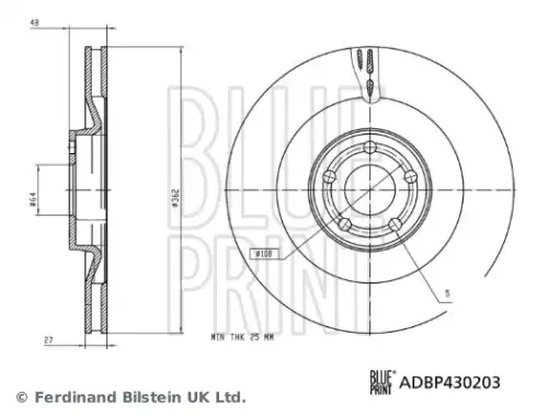 Тормозной диск ADBP430203 BLUE PRINT