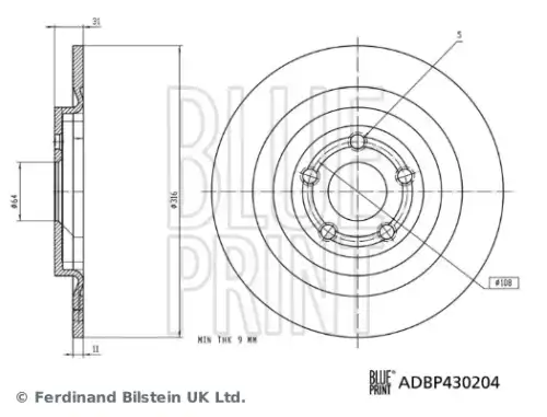 Тормозной диск ADBP430204 BLUE PRINT
