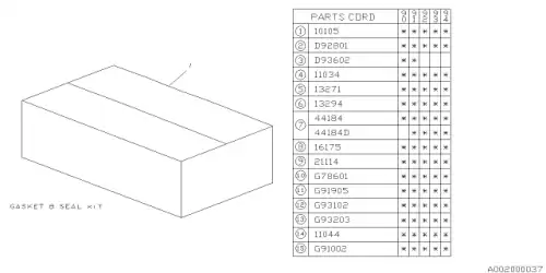 HEAD GASKET KIT 10105-AA020 SUBARU