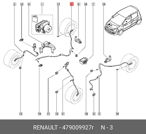 Датчик ABS RENAULT 47 90 099 27R
