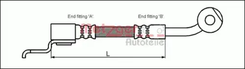 шланг тормозной перед. лев. Jeep 4113522 METZGER