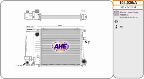 Радиатор системы охлаждения двигателя AHE 104.026/A