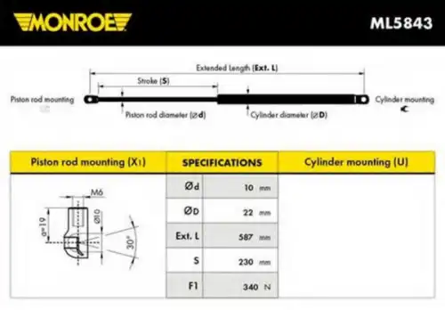 Амортизатор капота MONROE ML5843