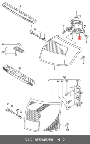 фонарь прав. Audi 8E5945258 VAG