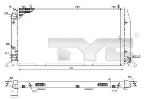 Радиатор системы охлаждения двигателя TYC 702-0035