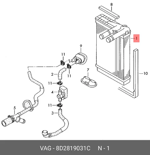 Радиатор печки VAG 8D2819031C