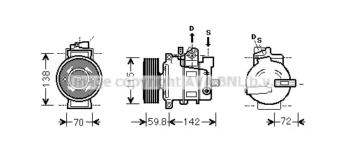 компрессор кондиционера Audi A4 2.4-3.2i 00> AIK343 AVA