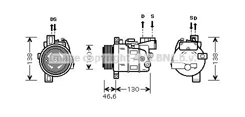 компрессор кондиционера!\ BMW E87/E90 1.8/2.0D 05> BWAK319 AVA