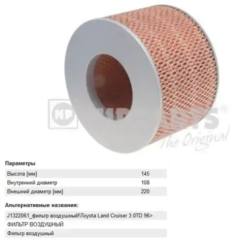 Фильтр воздушный NIPPARTS J1322061