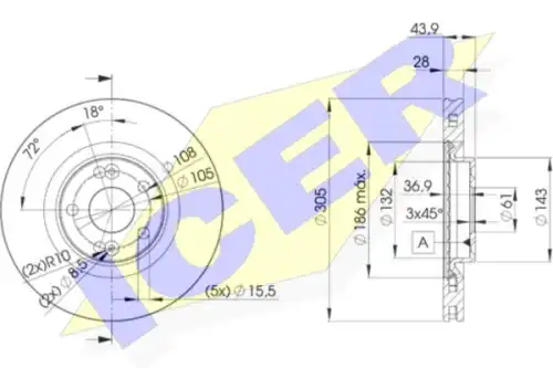 Тормозной диск ICER 78BD6673