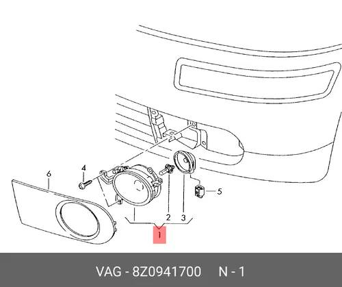 Фара противотуманная VAG 8Z0941700