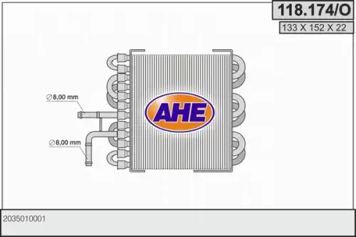Радиатор системы охлаждения двигателя AHE 118.174/O