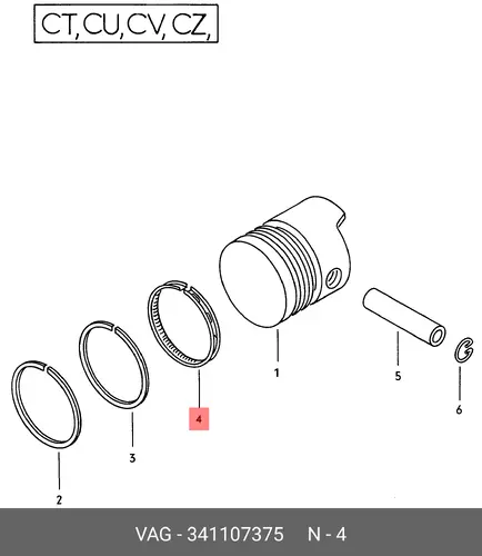 кольца поршневые VW 341 107 375 VAG