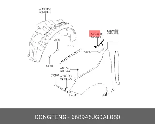 Крыло DONGFENG / CHENGLONG 668945JG0AL080