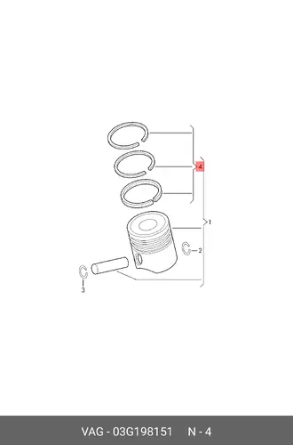 Кольцо поршневое 03G 198 151 VAG