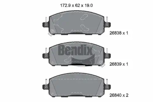 Комплект тормозных колодок, дисковый тормоз BPD2541 BENDIX