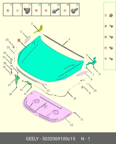 5032069100C15 Капот GEELY