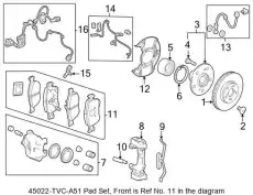 Тормозные колодки дисковые ACURA 45022TVCA02