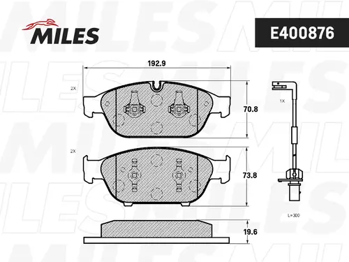 Тормозные колодки дисковые передняя ось MILES E400876