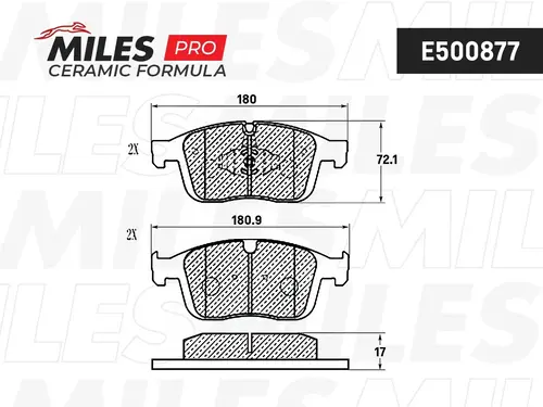 Тормозные колодки дисковые передняя ось MILES E500877