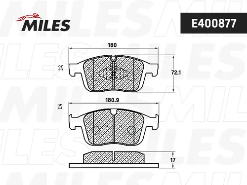Тормозные колодки дисковые передняя ось MILES E400877