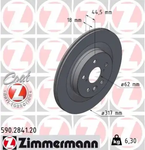 Тормозной диск ZIMMERMANN 590.2841.20