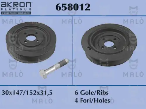 шкив коленвала Citr 658012 MALO