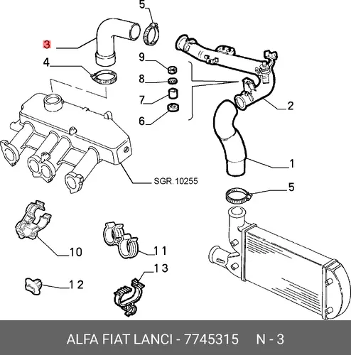 патрубок печки Lanc 7745315 LANCIA