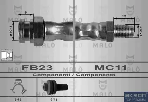 шланг тормозной перед. Lanc 8432 MALO