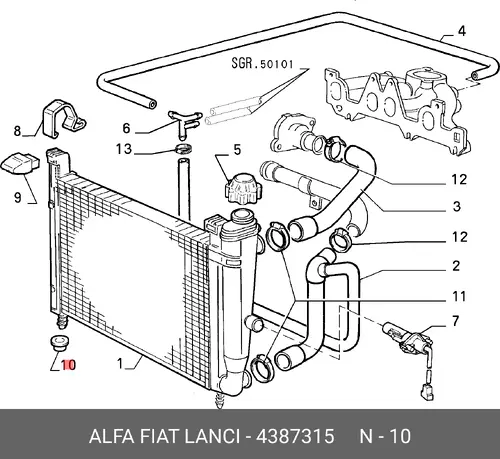 подушка радиатора SEAT 4387315 FIAT