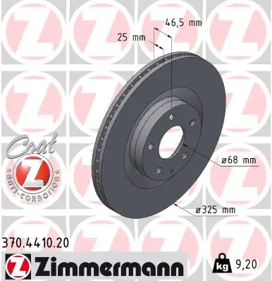 Тормозной диск 370.4410.20 ZIMMERMANN