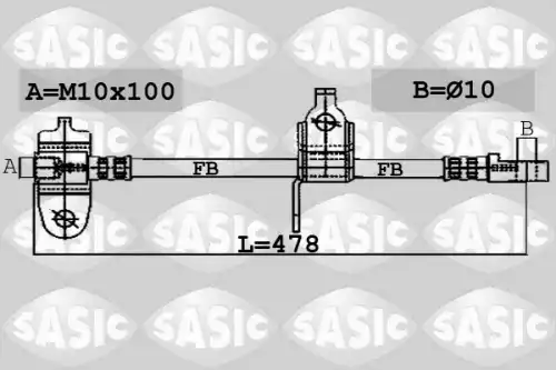 шланг тормозной перед. прав. Ford 6606032 SASIC