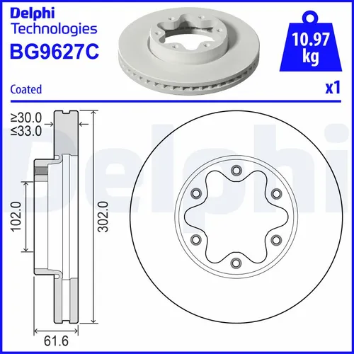 Тормозной диск BG9627C DELPHI