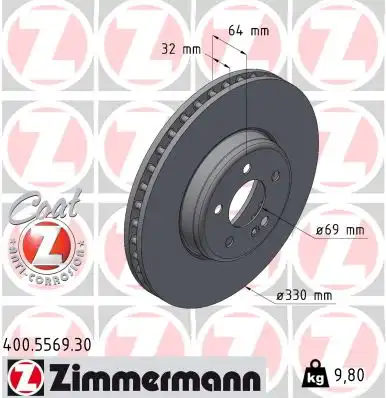 Тормозной диск ZIMMERMANN 400.5569.30