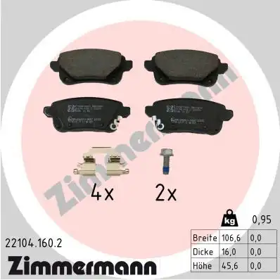 Тормозные колодки дисковые ZIMMERMANN 22104.160.2