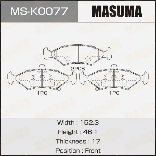 Тормозные колодки дисковые MASUMA MS-K0077