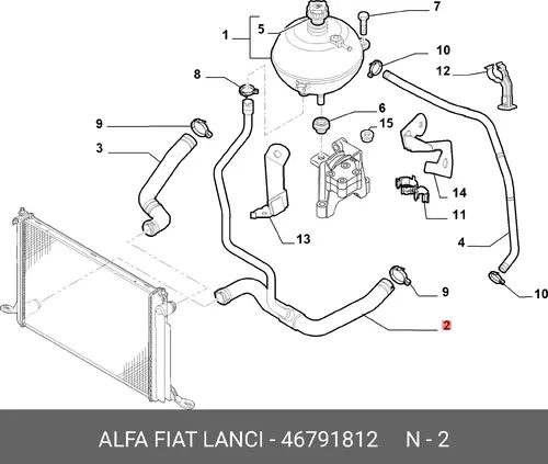 Шланг радиатора 46791812 FIAT