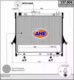 Радиатор системы охлаждения двигателя AHE 137.004