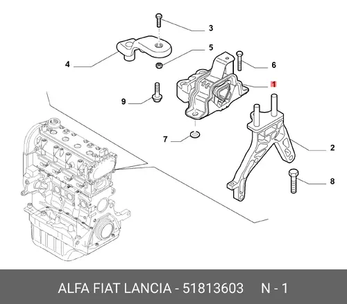 Подвеска, двигатель 51813603 FIAT